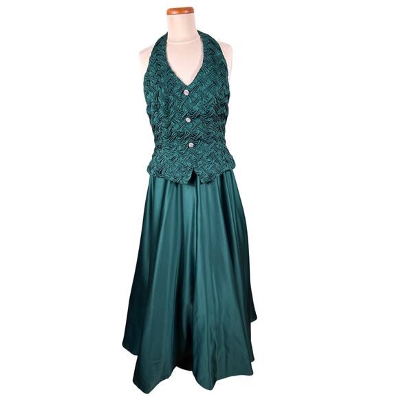 Nightway Collections Gown Women Green Backless Halter Vest A-Line Skirt - Picture 1 of 13